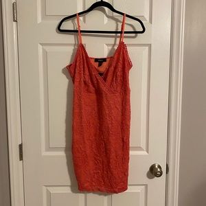 Forever 21 2X Coral Thin Strap Lace Dress